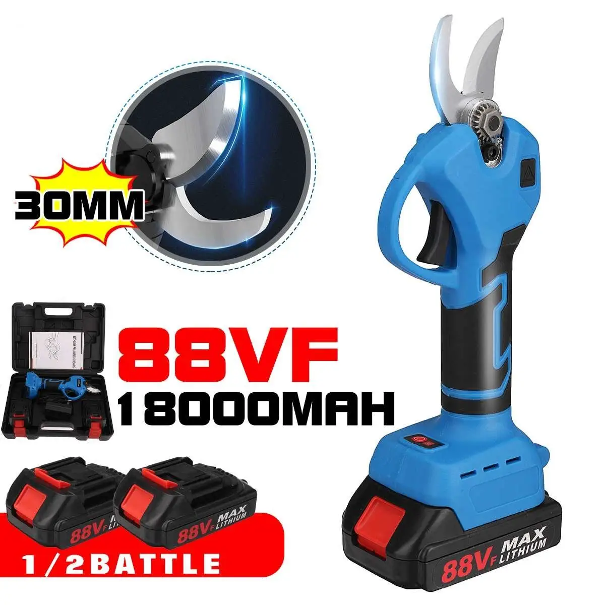 

88VF 30mm Cordless Electric Pruner Powerful Pruning Shears Efficient Fruit Tree Bonsai Pruning Branche Cutter Landscaping Tool