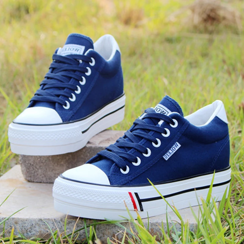 2023 Autumn New Women Spring Platform Wedge Canvas Fashion Trainers Female Sneakers Casual Ladies Sports Shoes Heel Thick Bottom
