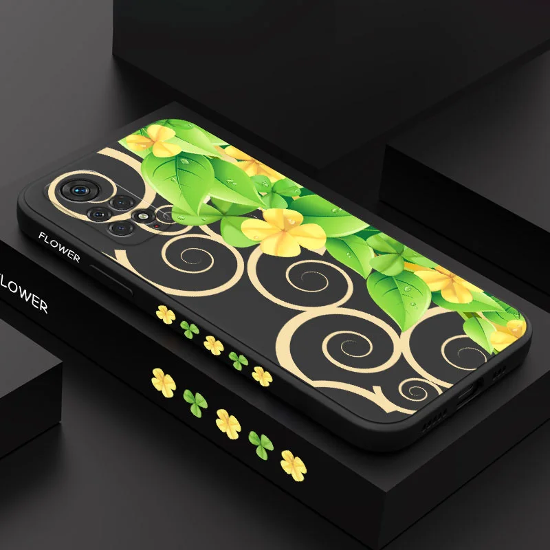 

Golden Green Leaf Phone Case For Xiaomi Redmi Note 11 11S 11T 10 10A 10T 10S 9T 9 8 7 Pro Plus 10C 9A 9C 9T 4G 5G Cover