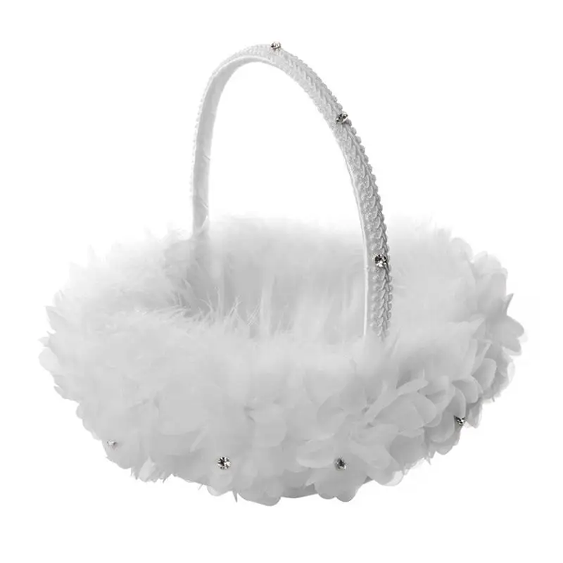 

Wedding Ceremony Party Flowers Basket Rose Flower Girl Basket Storage Basket Lace Flowers Wedding Flower Girl Basket