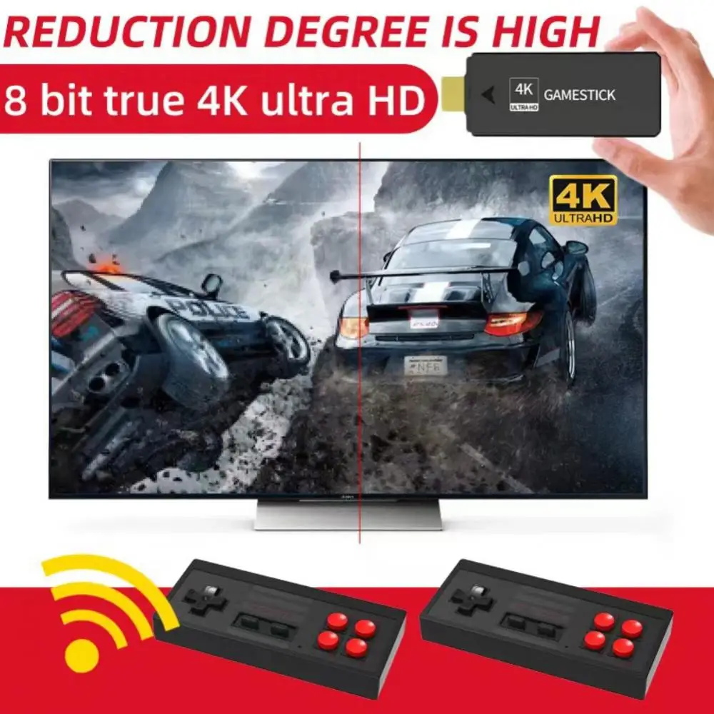 

800 In 1 Video Retro Game Console 8 Bit Dual Wireless Gamepad Controllers Built-in Classic Games Handheld TV Stick AV Output