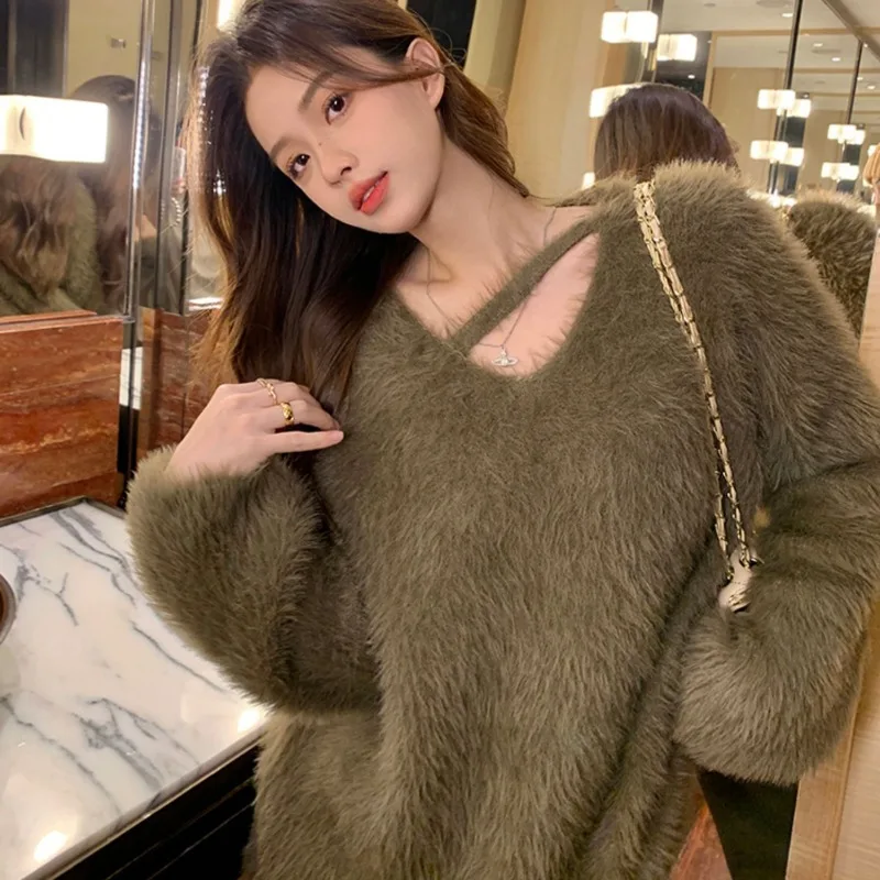 Пуловеры женские корейский модный свитер нежный пушистый приятный для кожи