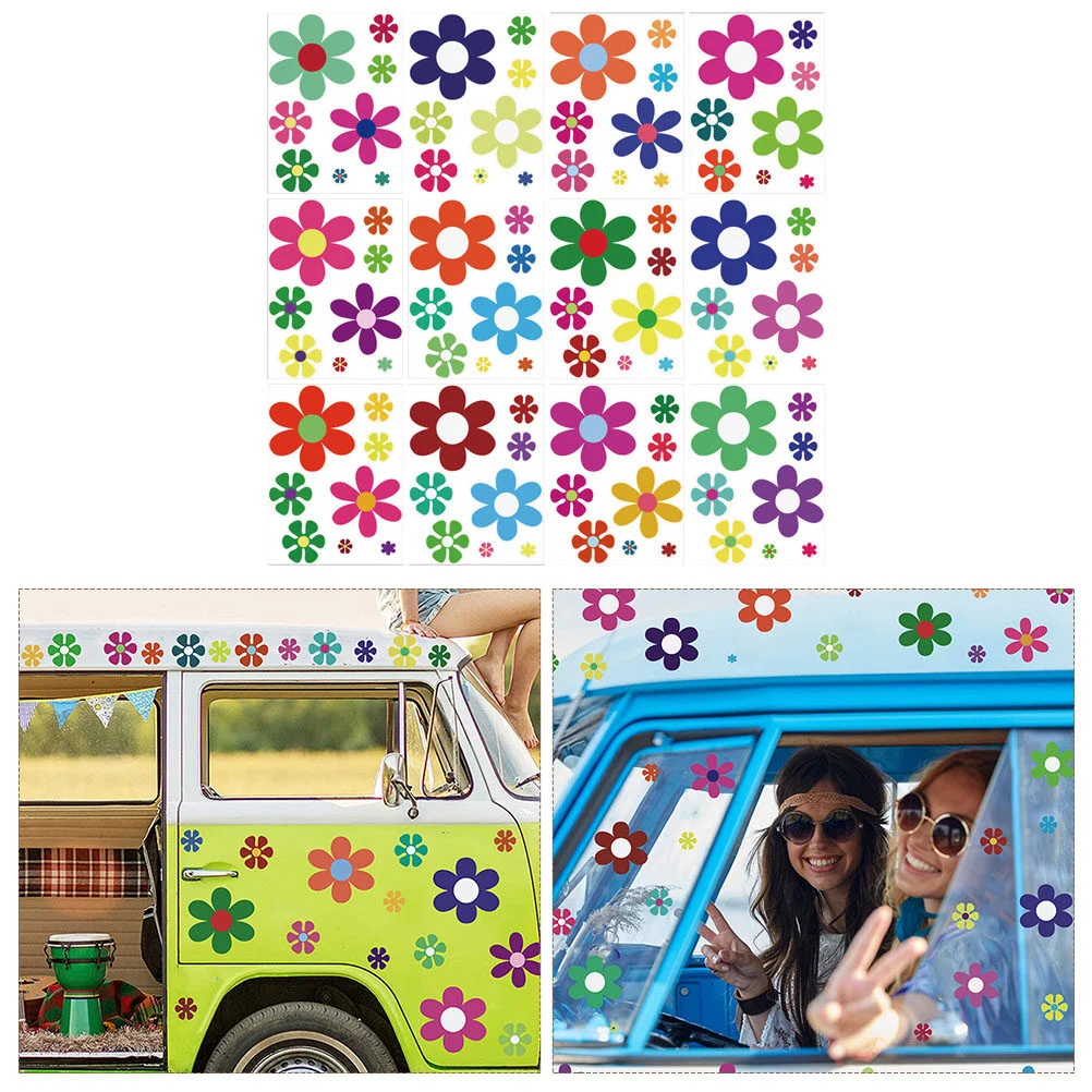 

12 Sheets Daisy Sticker Living Room Wall Vintage Decor Decorations Cartoon Decals Freezer Pvc Flower Design Baby Stickers Cars