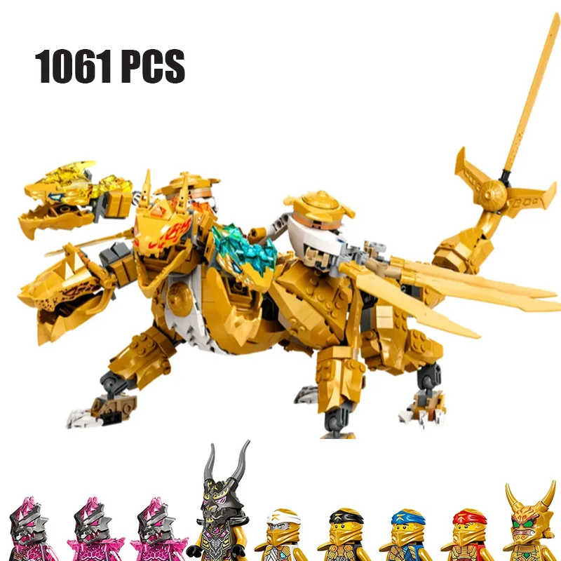 

New NinjaIing Series Lloyd Golden Ultra Dragon Building Blocks Four-Headed Dragon Mech Bricks Toys For Children Gifts 71774