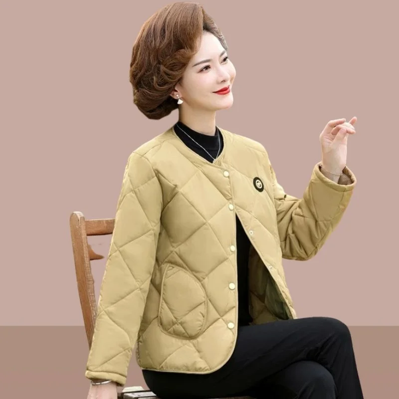 Lightweight down cotton jacket for women in autumn and winter loose large Korean version Lingge single breasted cotton clip new