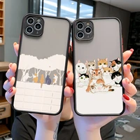 cartoon cute cat family phone case for iphone 7 8 plus se2020 for iphone 12 13 mini 11 pro max x xr xs max shockproof hard cover