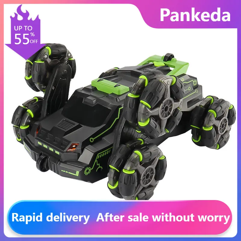 

6 Wheels Spray RC Stunt Car 4WD Swing Arm Drift Vehicle Gesture Induction Deformation Remote Control Car with Light Boy RC Toys