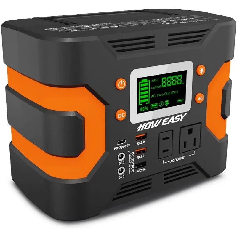 

Portable Power Station, 300W (Peak 350W) Solar Generator, 236Wh Backup Lithium Battery, with 110V/300W AC Outlet and LED Light