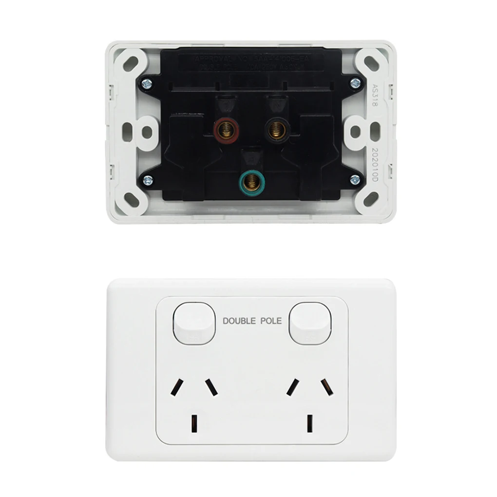 Бытовая настенная розетка с двумя портами, 2500 Вт, 250 В, австралийская вилка