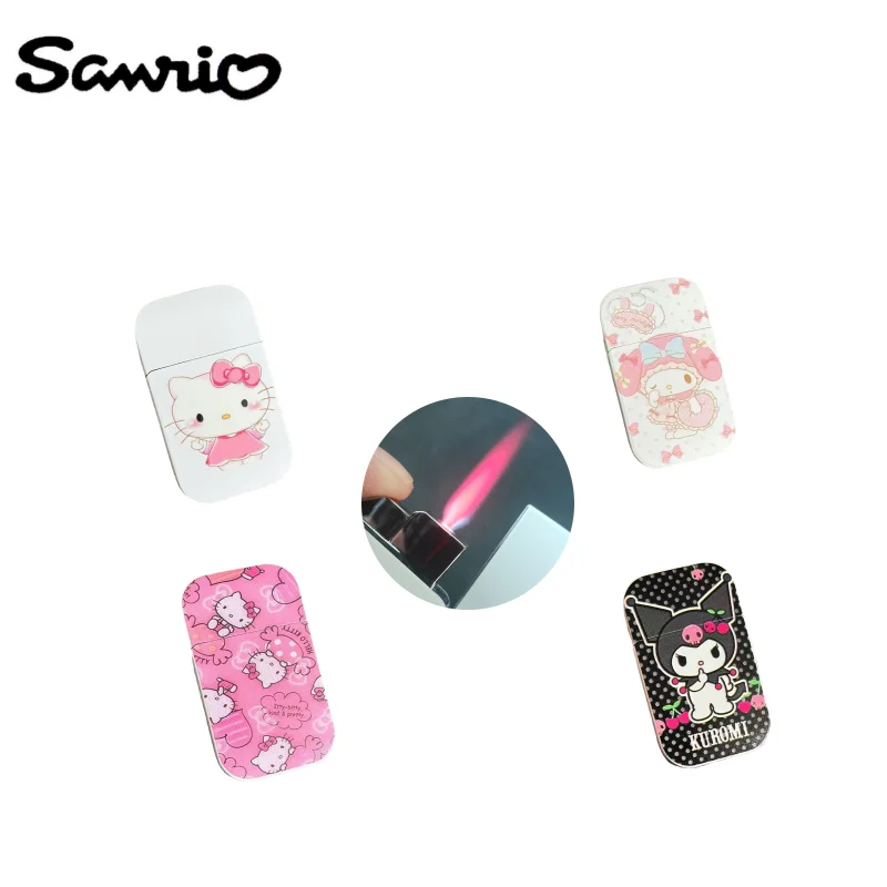 

Sanrio Anime Peripherals Hello Kitty Melody Inflatable Lighter Windproof Cute Creative Cartoon Cigarette Lighter Gift Wholesale