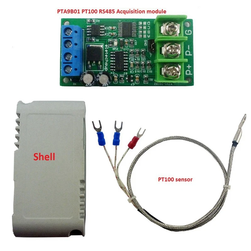 

2X DC 8-25V PT100 Platinum Thermal Resistance To Temperature Converter RS485 Modbus RTU RTD Sensor Module Kit PTA9B01