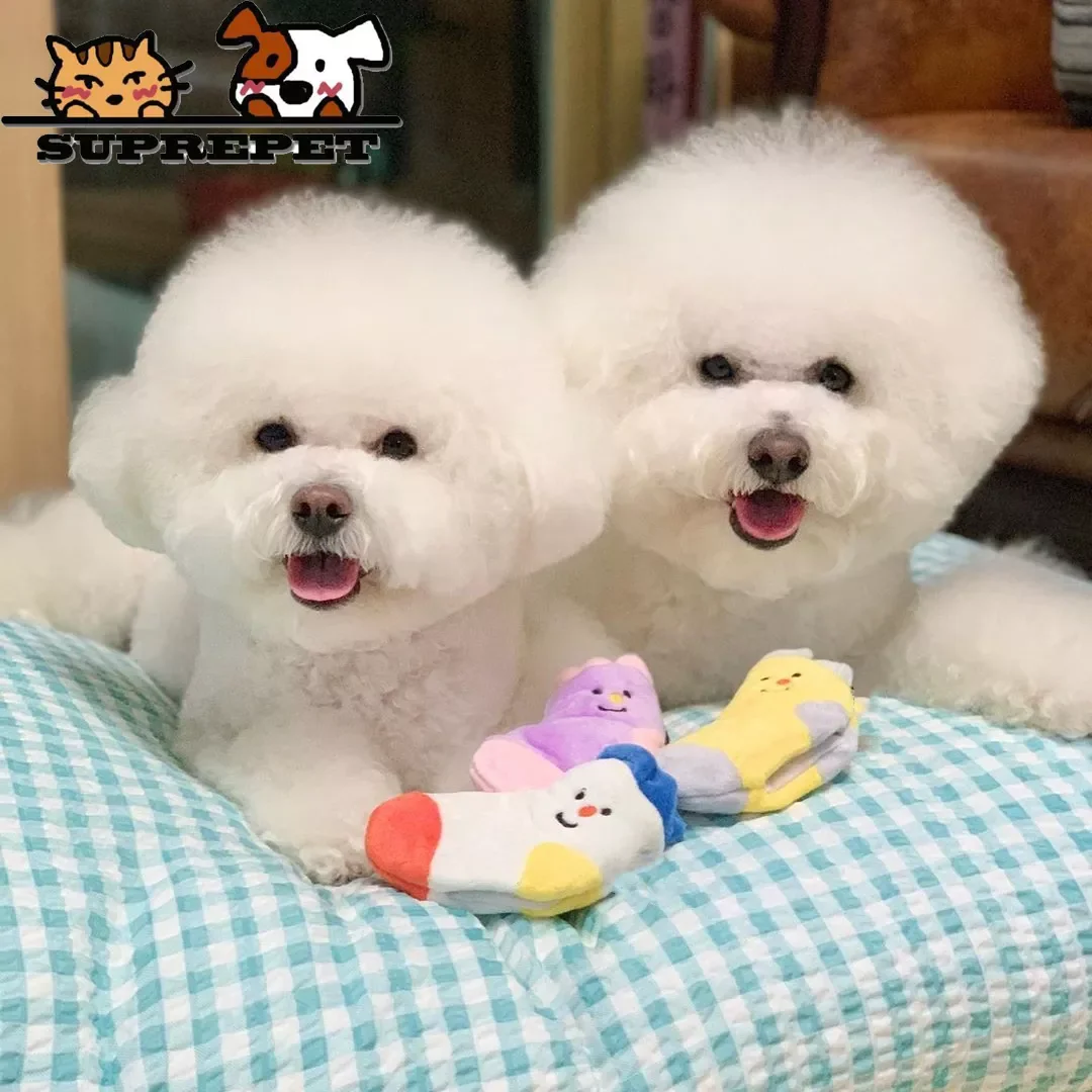 

Cute Pet Squeaky Toys Socks Interactive Cotton Toy Puppy Dog Accessories for Small Pets Medium Dog Large Dogs Inside