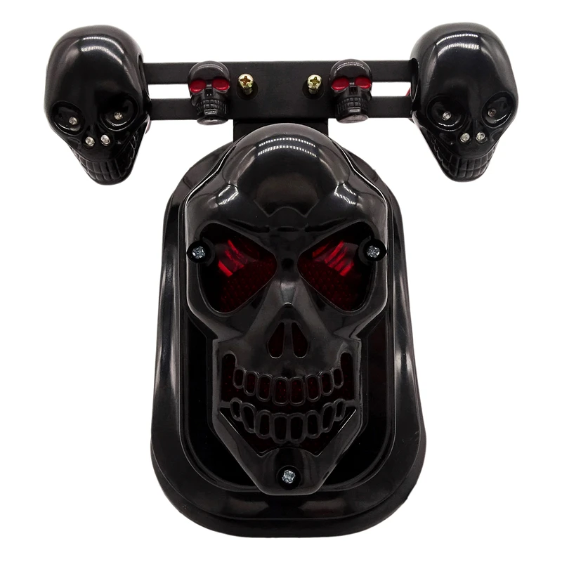 

Universal Black Chrome Motorcycle Skull Turn Signal Rear Brake Tail Light Assembly For Honda For Yamaha For Suzuki
