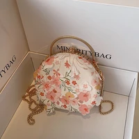 fashion handmade embroidered flower lace handbags for women trendy new small round bag chain shoulder bags femme handbag bolsa