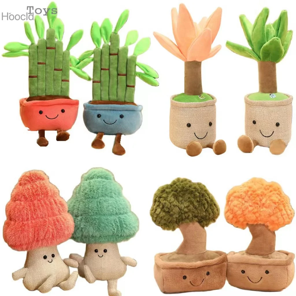 

Lifelike Plush Fortune Tree Toy Stuffed Pine Bearded Trees Bamboo Potted Plant Decor Desk Window Decoration Gift for Home Kids