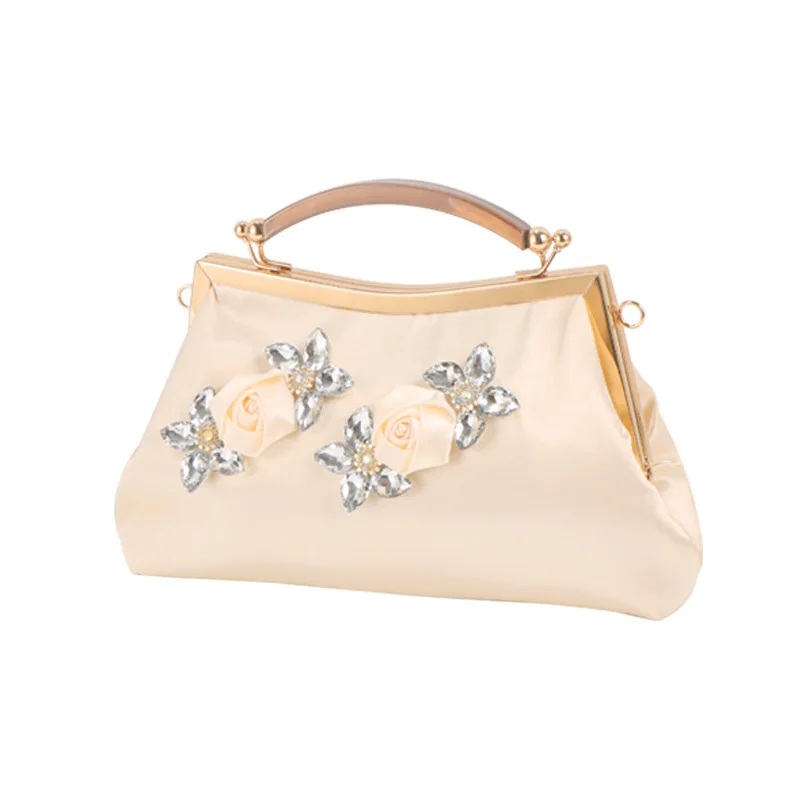 Elegant Fashion Cheongsam Evening Bags For Women Simple Beige Black Small Clutches Handbags Banquet Party Chain Shoulder Bags