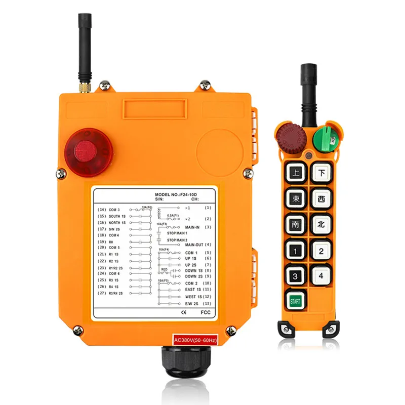 

F24-10S F24-10D Industrial Wireless Radio Remote Controller Switch Transmitter Receiver For Crane 10 Function With Emergency