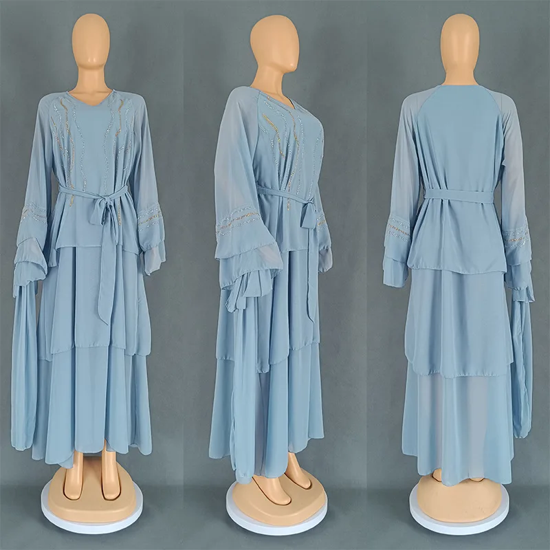 Мусульманское женское платье-хиджаб шифоновое платье Абая Дубай роскошный