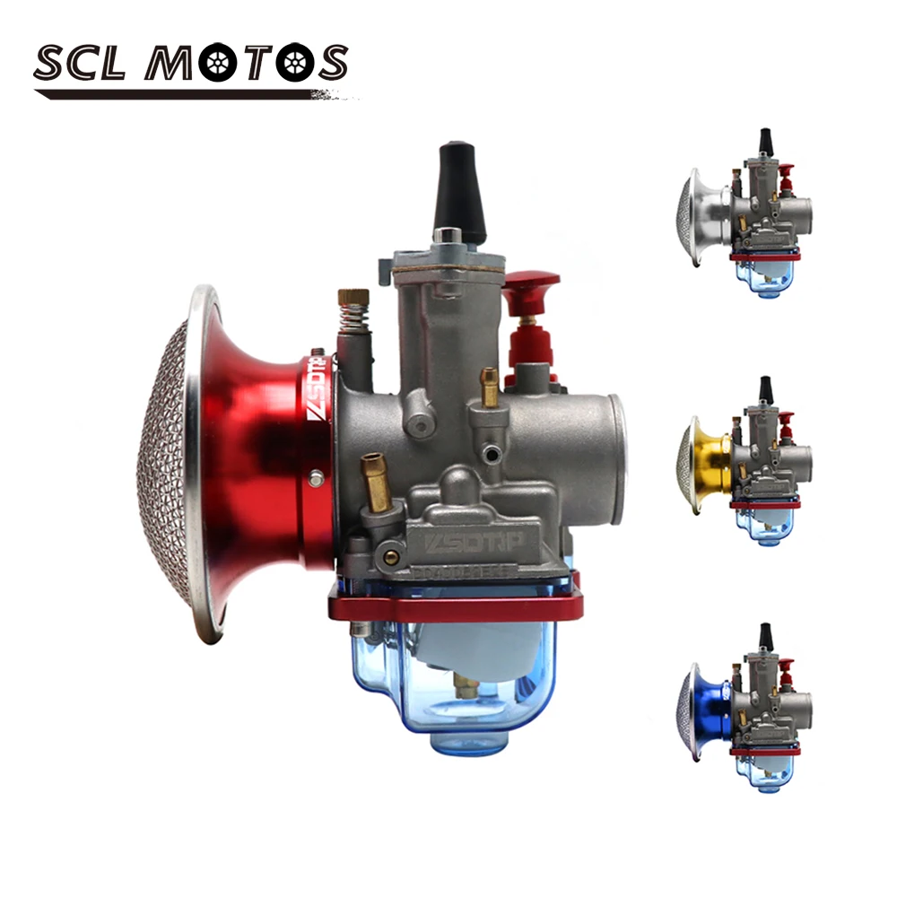 

SCL MOTOS Universal Motorcycle Pwk Carburetor 50mm Air Filter with Mesh Kit pwk Carburetor Air Funnel Combo 28 30mm Red Gold