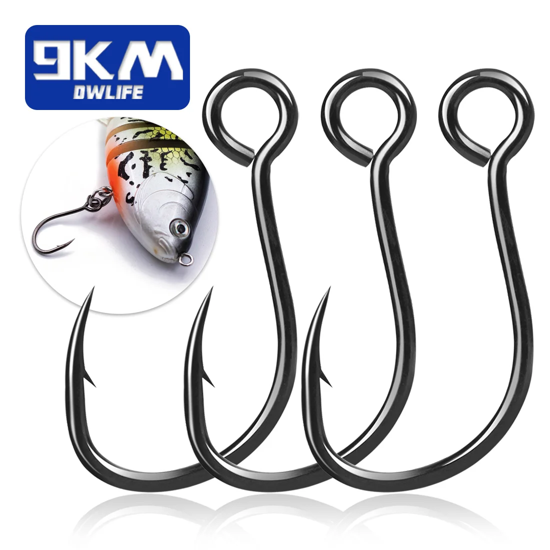 

9KM Inline Single Hooks 50~200Pcs Siwash Hooks Saltwater Fishing Lures Replacement Hooks Strong Sharp Needle Point Ringed Eye