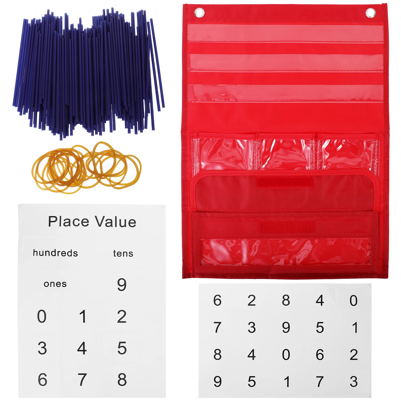 

Pocket Watch Numbered Chart Counting Charts Classroom Wall Hanging Storage Pouch Polyester