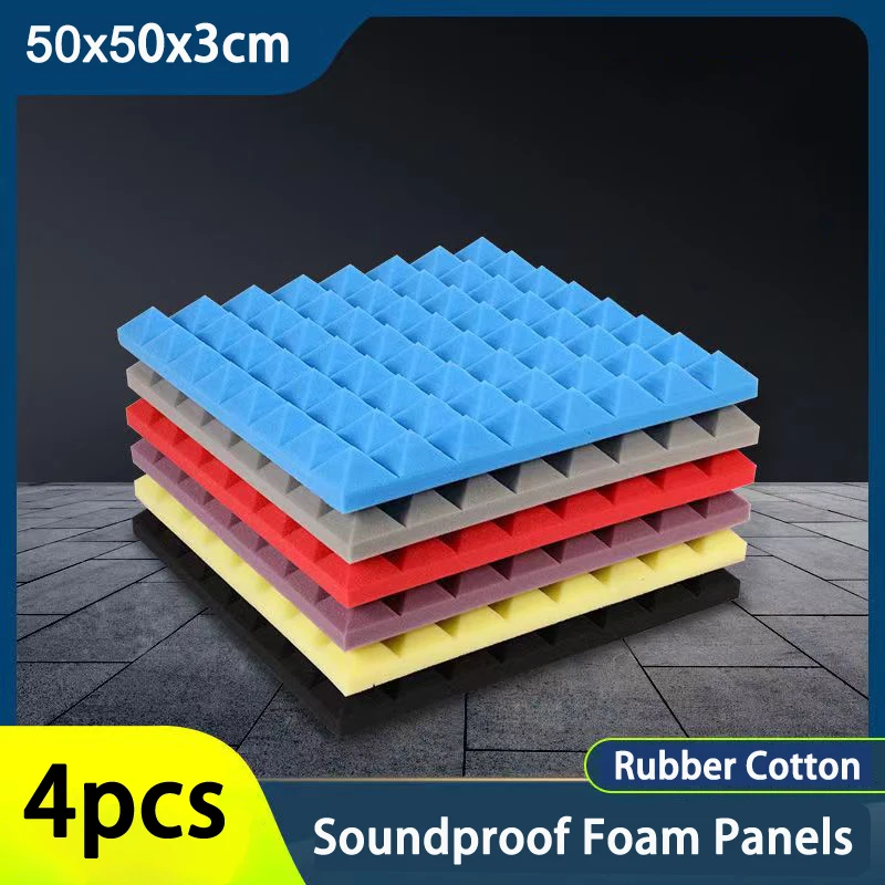 4pcs 50x50x3cm Studio Acoustic Foam Soundproofing Acoustic Panel Sound Proof Insulation Absorption Treatment Wall Panels