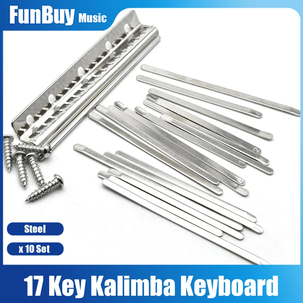 

10Set 17 Keys Piano Kalimba Keyboard Thumb Piano Manganese Steel Key Music Instrument Chrome