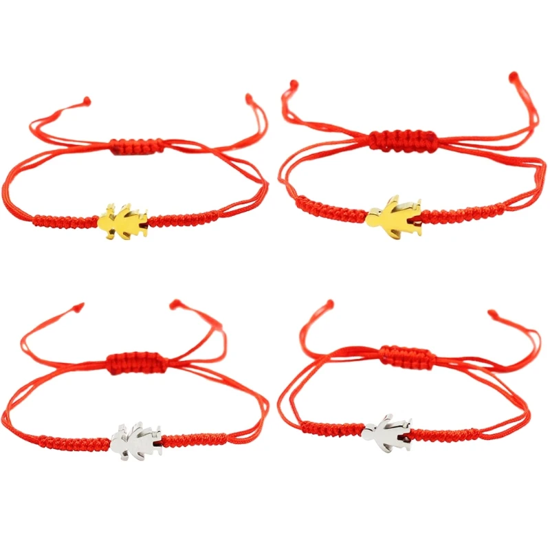 

Cute Stainless Steel Little Girl Bracelet Charm Fashion Manual Braid Lucky Red Rope Female Bracelet Woman Jewelry Couple 264E