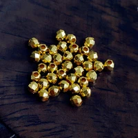 1pcs pure 999 24k yellow gold 3d men women lucky laser rhombus small beads pendant diy jewelry