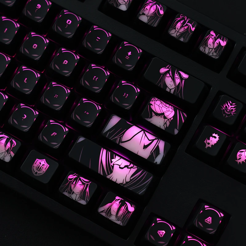 104keys Anime Overlord Albedo Backlit Keycaps PC Coating For Logitech G512 G610 Razer BlackWidow Huntsman Corsair K70 K95