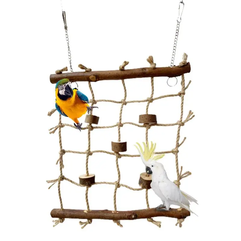 

Climbing Net For Birds Parrot Climbing Cotton Rope Net Ladder Easy To Install Sturdy Climbing Ladder Bird Cage Toy Accessories