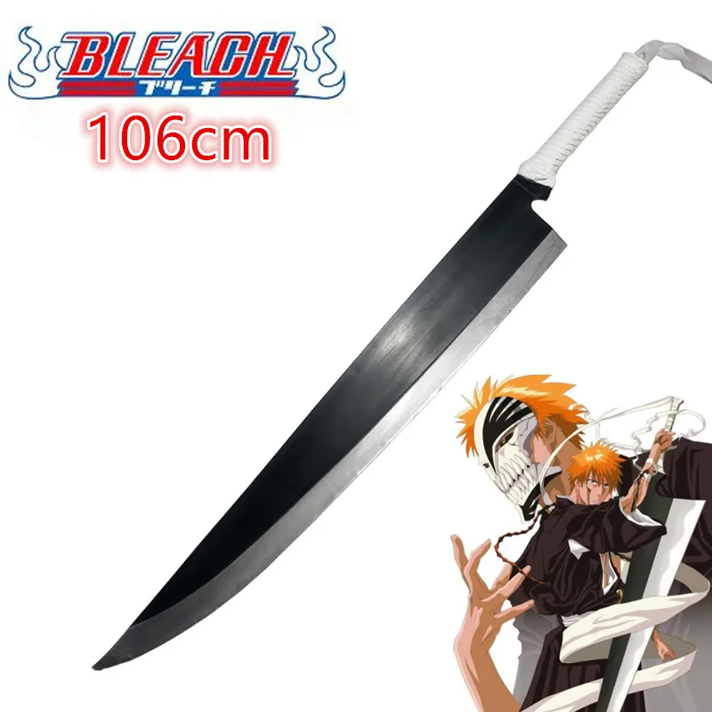 

1:1 Bleach Sword Kurosaki Ichigo Sword Sky Lock Moon White Knife Zanpakutou Ninja Katana Knife Sword Weapon Props Safety PU Toy