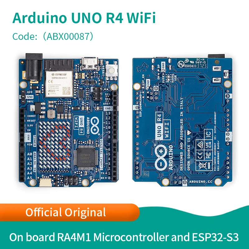 Фото Оригинальная плата разработки Arduino UNO R4 WiFi ABX00087, с встроенным микроконтроллером RA4M1 и Esp32-S3. №1