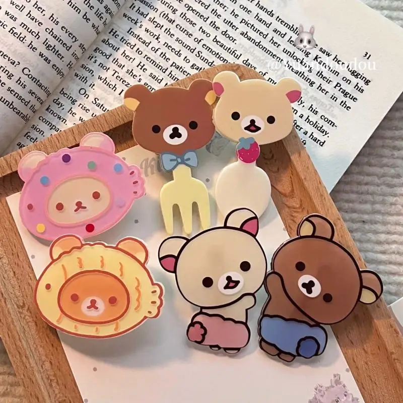 Креативная заколка для волос с рисунком Rilakkuma кавайная вилка ложка медведем