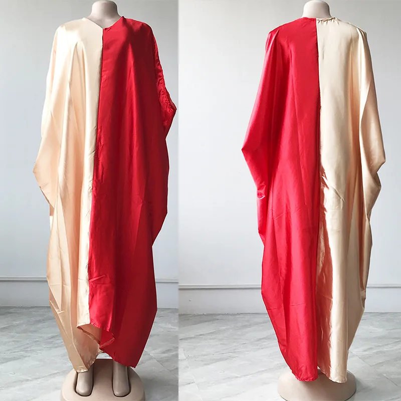

2022 New Women's Muslim Dresses Patchwork Color African Robes V Neck Printed Short Sleeve Novelty Dresses Kangaroo Clothing Buu