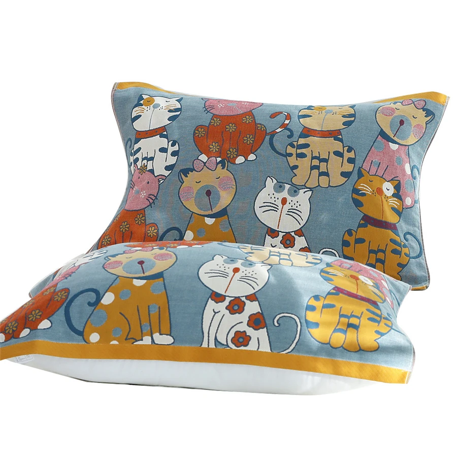 

Cartoon Cats Pillow Towel Cotton 50x75 for Children Adult Non-slip Yarn-dyed Jacquard
