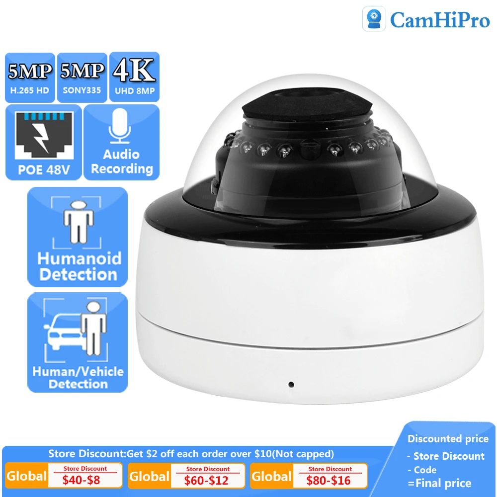 

IP-камера видеонаблюдения, 8 Мп, POE, 48 В, 5 Мп