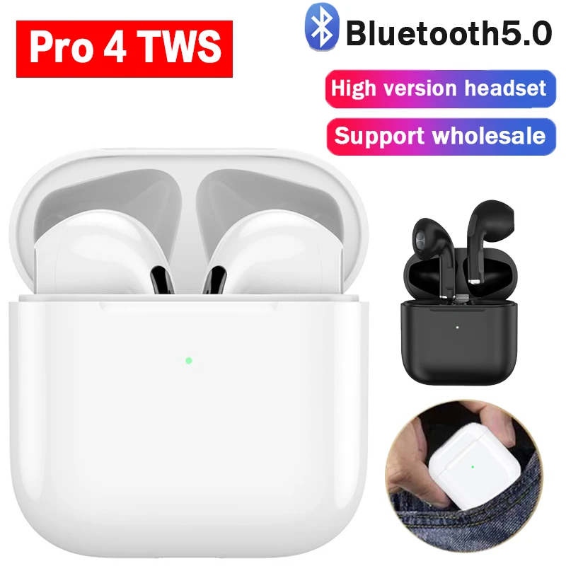 

Pro4 TWS Wireless Earbuds Earpoddings Bluetooth Headsets Mini Earpoddings Sport Gaming Handsfree Touch Headphones Mic Pro 4 TWS