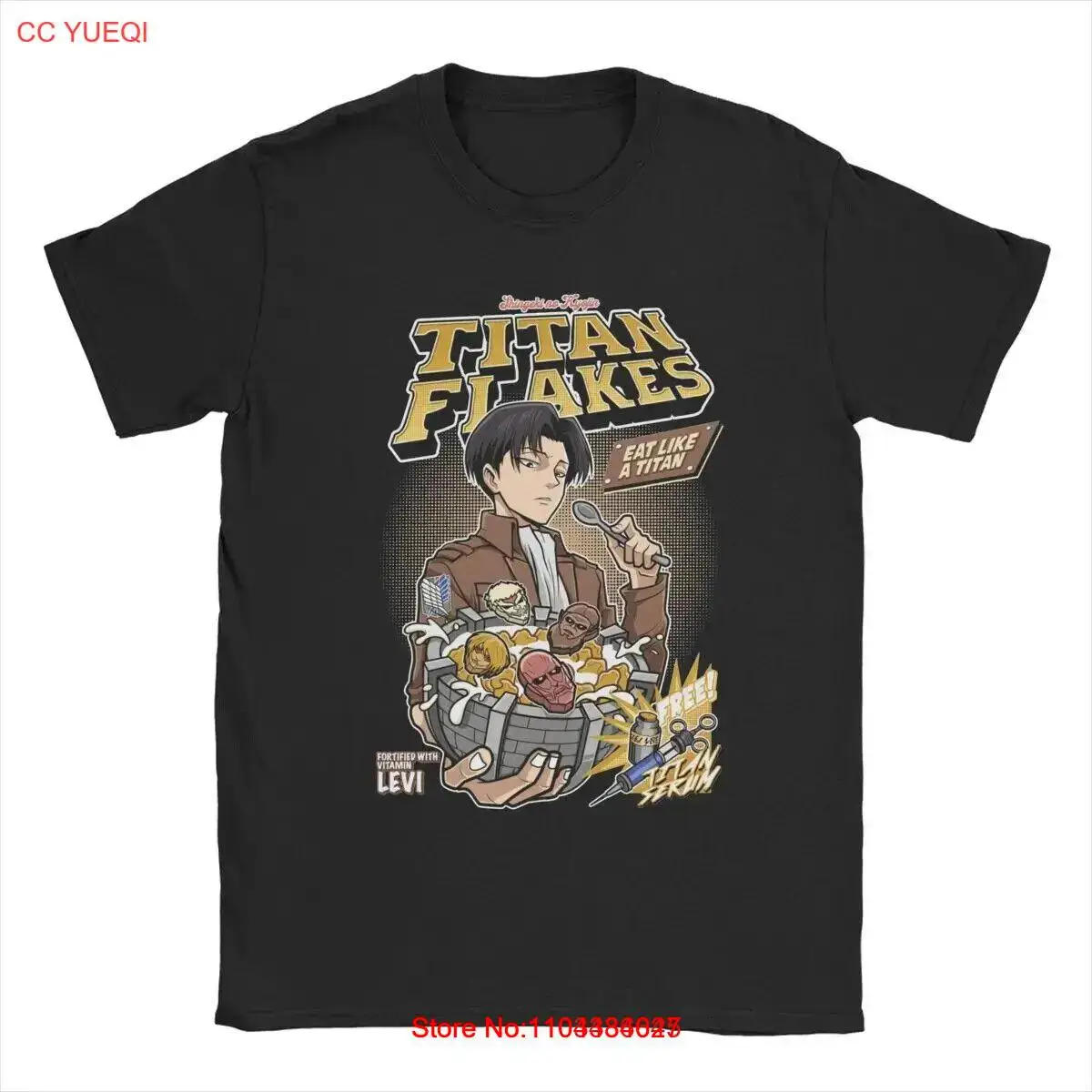 Мужская футболка Titan Flakes Levied Ackerman AOT, винтажная футболка с аниме, короткая рубашка (art.: 3920cbe80bd2d) - 3920cbe80bd2d