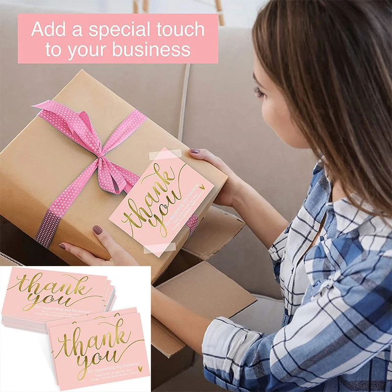 

50pcs Thank You for Supporting My Small Business Card Thanks Greeting Card Appreciation Cardstock for Owners Sellers