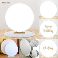 mocsicka round backdrop covers solid white wedding baby shower birthday party custom circle background elastic band photo studio