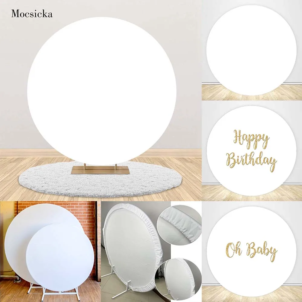 Mocsicka круглые фоновые Чехлы однотонные белые свадебные чехлы для детского дня