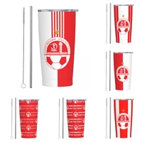 hapoel beer sheva fc auto stainless steel straw cup with 20cm stainless steel straw and grass brush for travel home and more