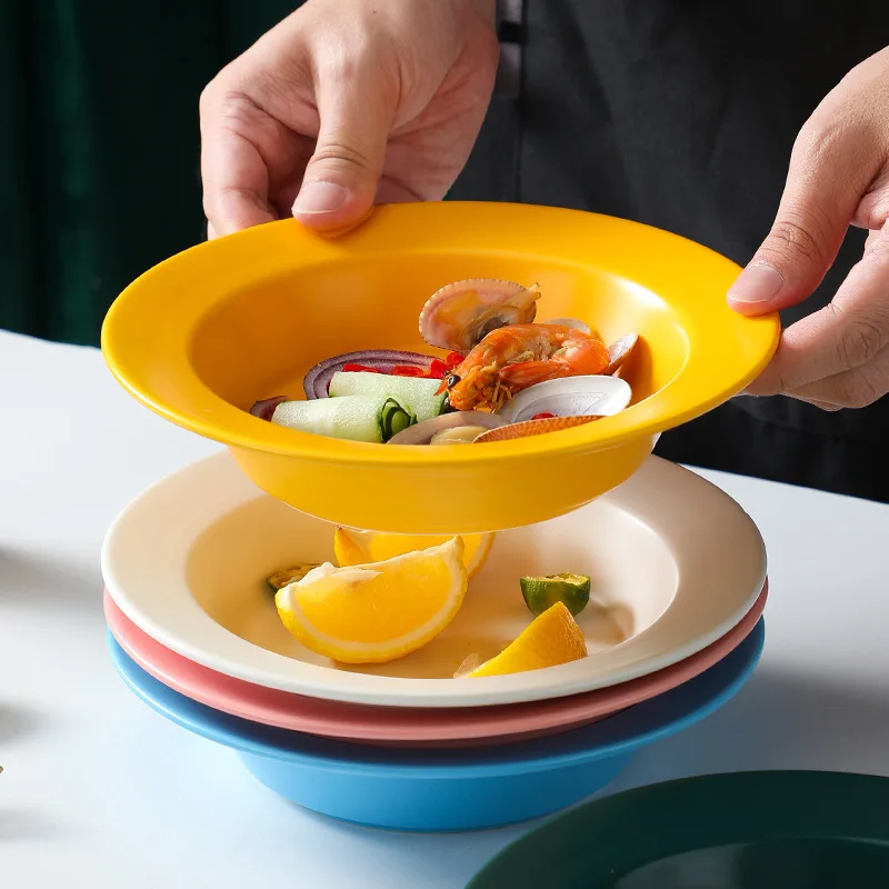 

Керамическая тарелка, европейская соломенная шляпа, креативная простая тарелка для салата, бытовая стандартная тарелка для супа в западном...