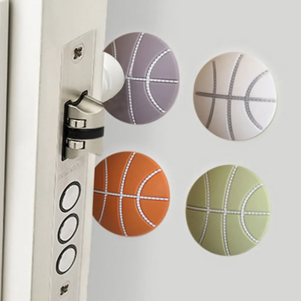 

4pcs Door Crash Pad Door Handle Bumper Self Adhesive Stickers Door Stopper Mute Door Rear Anti-Collision Pad Basketball Style