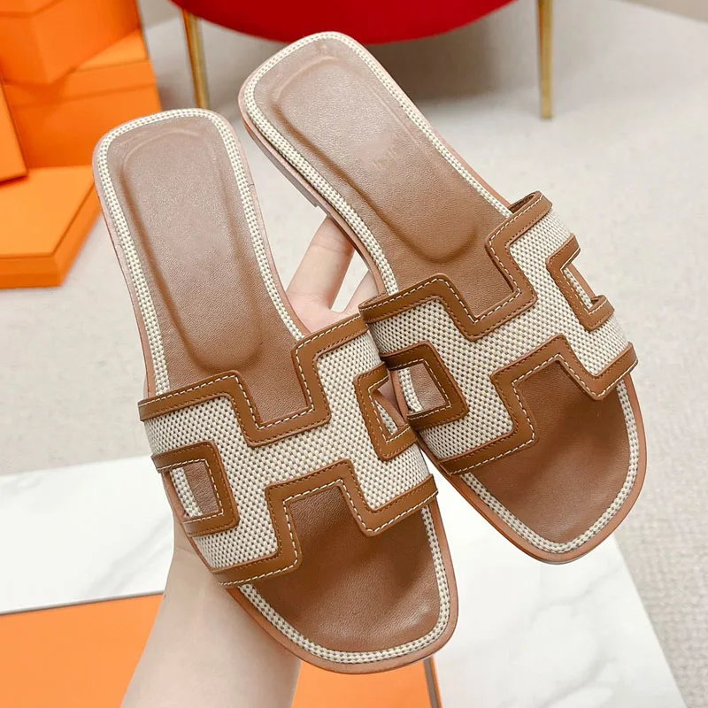 

Женские дизайнерские шлепанцы, летние сандалии из натуральной кожи на платформе, повседневные модные тапочки, 2023
