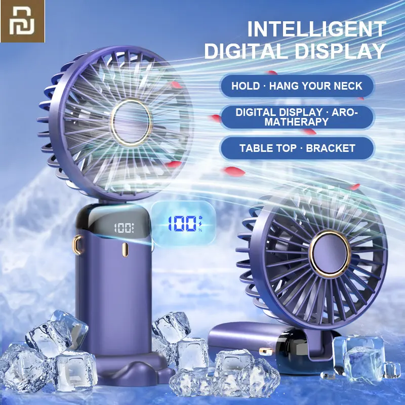 

YOUPIN портативный вентилятор для офиса Многофункциональный складной двухсторонний маленький Электрический вентилятор портативный цифрово...