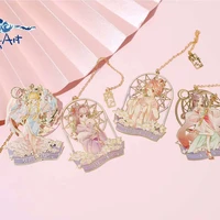 4pcslot the fairytale series lovely cartoon girl bookmark hollow out metal book markers 19011015mm