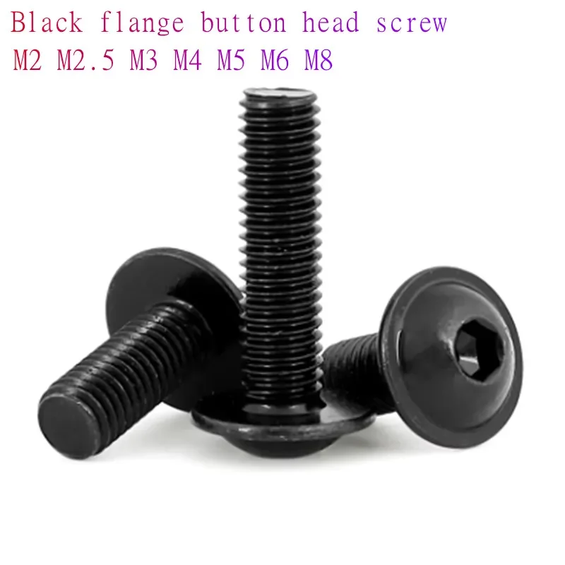

2 шт.-50 шт. M2 M2.5 M3 M4 M5 M6 M8 M10 Винт с шестигранной головкой и полукруглой головкой 10,9 Высокопрочные черные болты с шестигранной головкой, длина от 4 мм до 40 мм