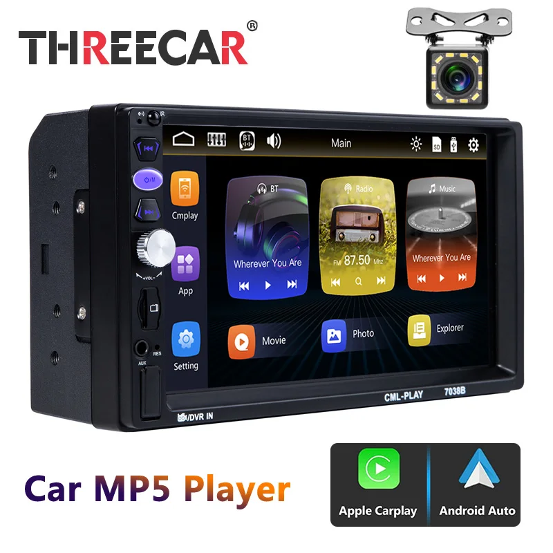 Авторадио автомобильный MP5 плеер Apple Carplay Android сенсорный экран MirrorLink